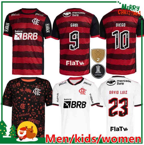 

22 23 flamengo soccer jerseys 2022 diego e.ribeiro gabriel b. gabi pedro matheuzinho de arrascaeta gerson b.henrique camisa mengo men women, Black;brown