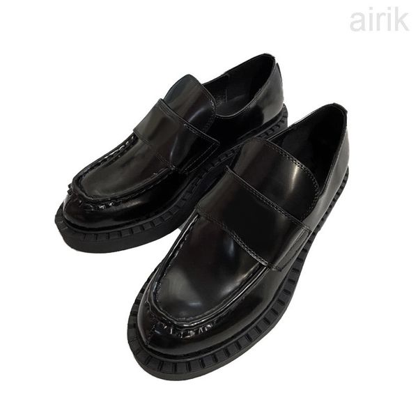 

new arrival women dress wedding party shoes leather shoe platform sandal fashion business formal loafer social chunky shoes, Black
