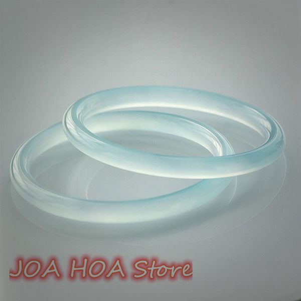 

new jewelry lake light blue chalcedony bracelet women sky glacier sunny frozen thin round beauty jade agate bangle, Silver