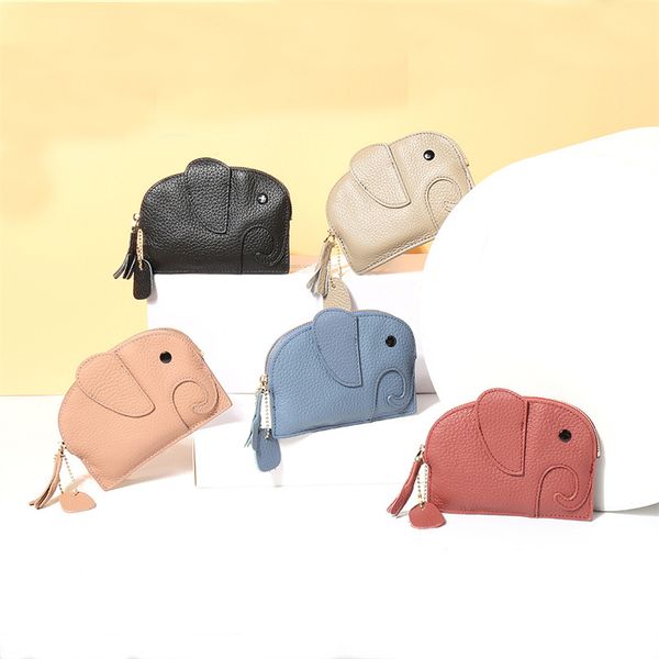 

coin purses new ins personality cute leather wallet japanese zero wallet elephant mini creative coin bag lovely girl, Red;black