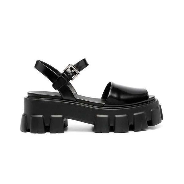 

women's sandals gear fashion all-match beach platform slippers letters ladies leather high heels, Black