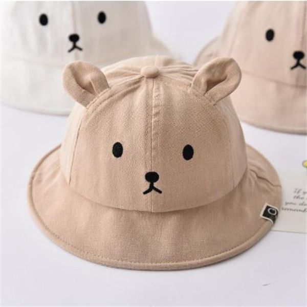 

baby bucket hat cute bear ear newborn panama solid color outdoor beach kids baby boy girl sun hats gc1244, Yellow