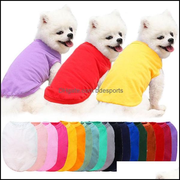 Süblimasyon Boş DIY Köpek Giysileri Pamuk Giyim Beyaz Yelek Boşlukları Pet Gömlek Katı Renk T Gömlek Küçük Köpekler için Kedi Kırmızı Mavi Sarı Damla De