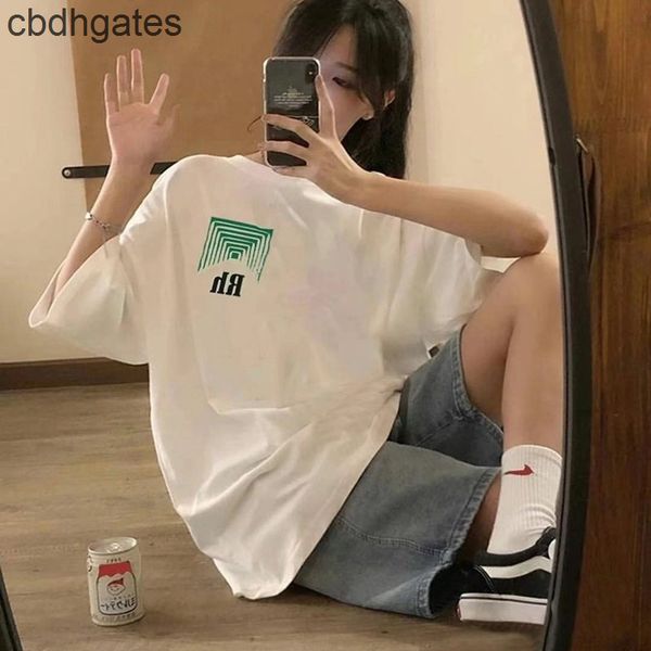 

designer t shirts 2022 summer new fashion brand rhude short sleeve cigarette box square array abstract color tunnel printed loose casual t-s, White;black