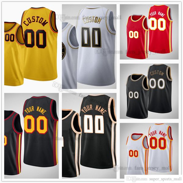 

custom printed 75th city basketball jerseys collins gallinari bogdanovic capela wright young hunter okongwu williams reddish huerter johnson, Black;red