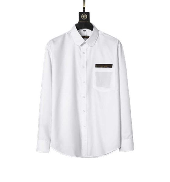 

2022 luxury designer white business casual shirt long sleeve striped slim social men's t-shirt fashion plaid -3xl, White;black