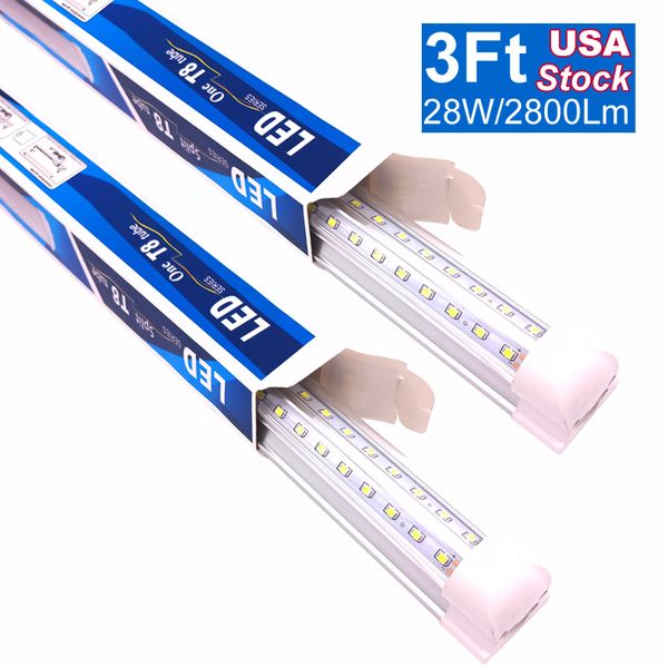 Luci da negozio a LED da 3FT, lampadine a tubo integrate collegabili a 35 pollici a forma di V 28W 30W 2800LM 3200LM luci di raffreddamento, soffitto cablato diretto da 35