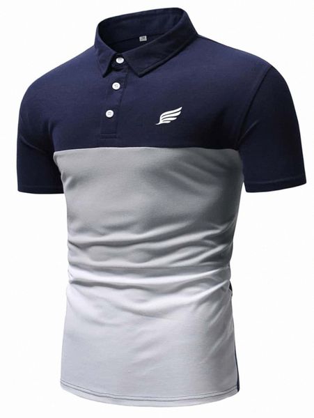 

men wing print colorblock polo shirt a3ul#, White;black