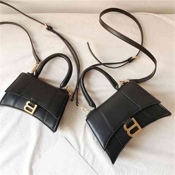

leather designer balenciga handbag women's bag 2022 fashion niche foreign style hourglass high texture one shoulder messenger crossbody