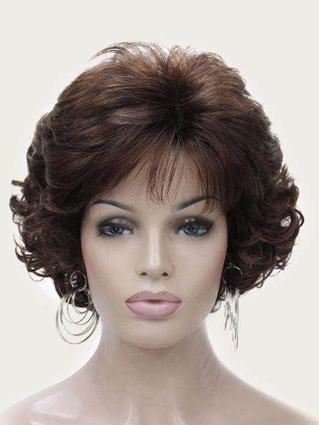 

natural short curly wig, Golden;white