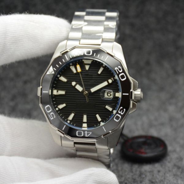 

new arrival 300m men's watch automatic mechanical movement black dial ceramic bezel stainless steel strap tag, Slivery;brown