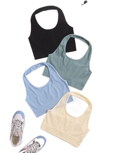 

4pcs high support seamless sports bra c3ds#, Gray