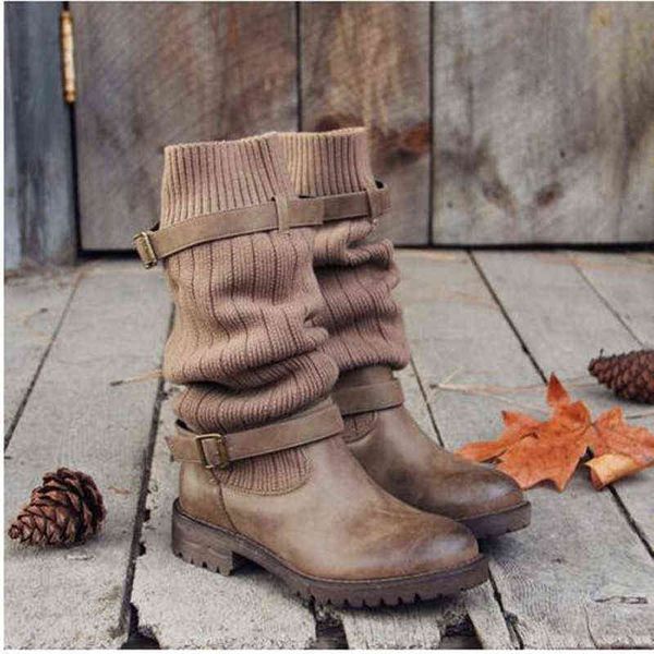 

winter european and american wool large women's leather boots, Black