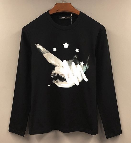 

european american street fashion men women hip-hop design printing round neck undercoat casual cotton breathable thin sweatshirt long sleeve, White;black