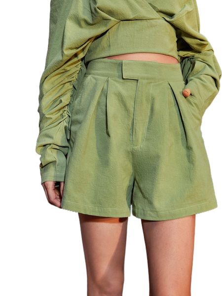 

x julia high waist fold pleated shorts i52d#, White;black