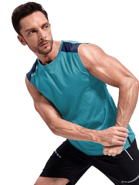 

men color block and letter graphic sports tank f0tw#, White;black