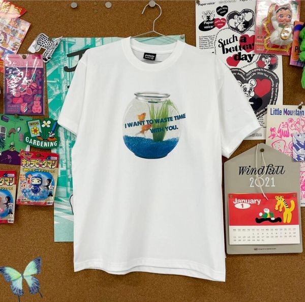 

printed short-sleeved t-shirt men women 2022 summer style, Black;brown