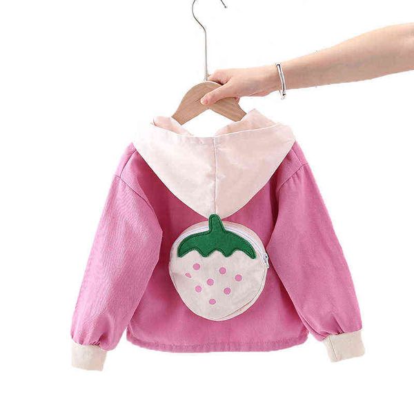 Jackets Girls Autumn Totoro Strawberry Hoodies Jacket For Girls Autumn Children Sorto bebê Crianças Windject Childre