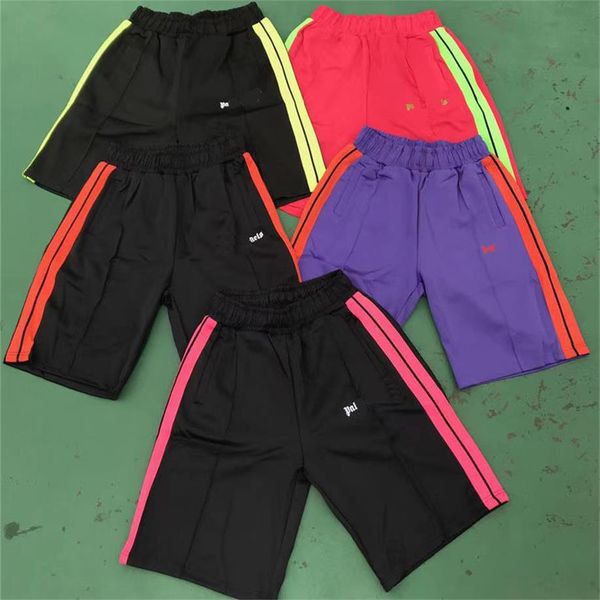 

fashion angel side color stripes men's and women's leisure shorts campus loose sports pants, White;black