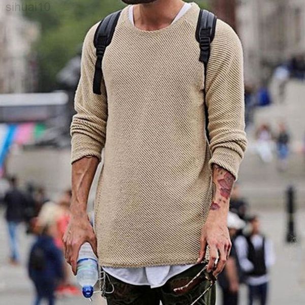 

men's sweater base shirt loose casual knitted slim dress l220801, White;black