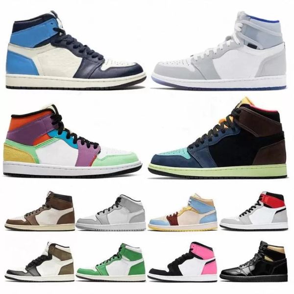 

2022 with box jumpman basketball shoes sports women 1 og 1s mens bordeaux heritage patent hyper royal university blue lucky green men