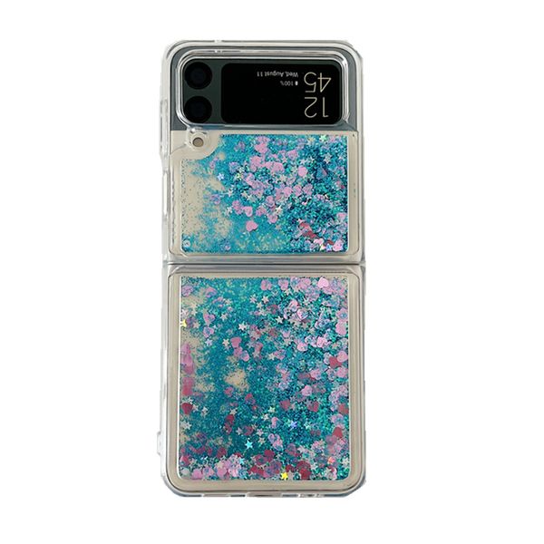 Casos para Samsung Galaxy Z Flip 4 flip3 Huawei P50 Pocket Glitter LENTAS LIQUIDA EM BLING STAR LOVE CLARO TPU TAPA CHOQUE CHOQUE