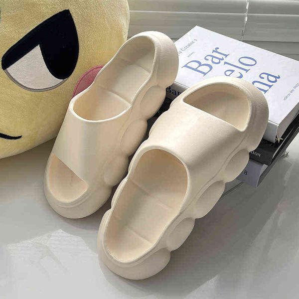 

slippers thick platform flat soft fashion summer beach women's slippers eva house bathroom indoor female sandals cozy anti slip men sho, Black