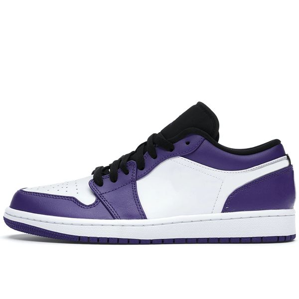 

shoes men women basketball jumpman 1 1s low court purple white sneakers original