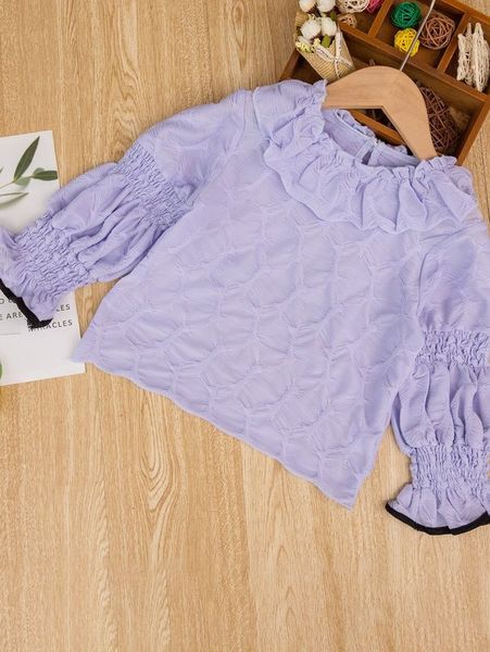 

toddler girls shirred flounce sleeve she, Blue