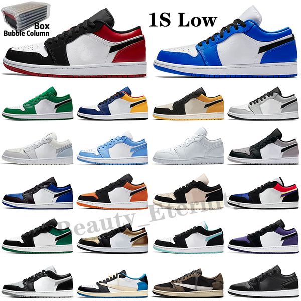 

mens 1 low basketball shoes university black cyber paris military blue unc 1s cactus jack bred toe women trainers sports sneakers