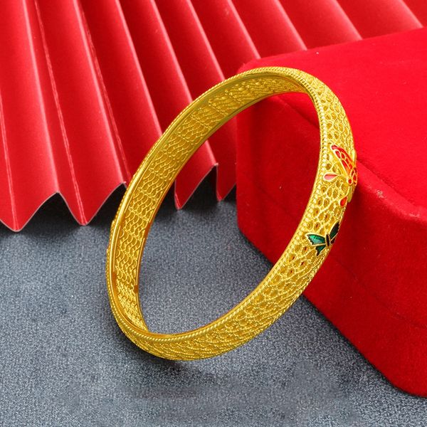 

elegant wedding women bangle butterfly design 18k yellow gold filled bride engagement jewelry gift dia 60mm, Black