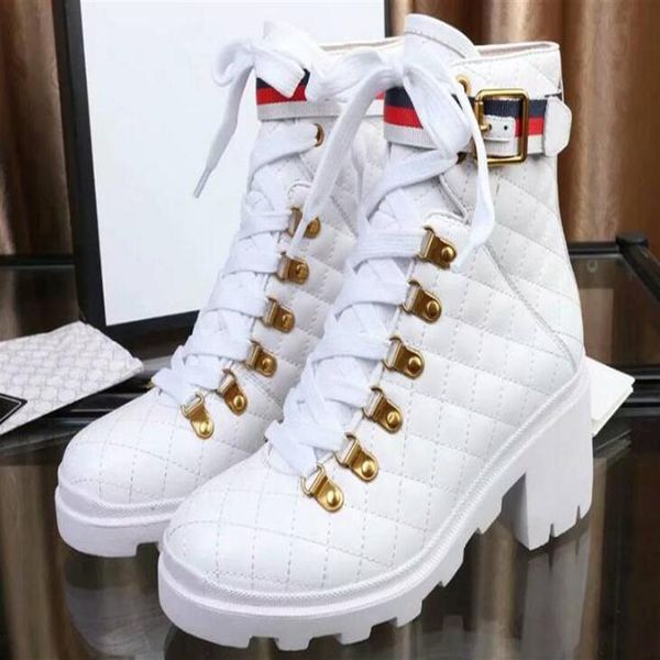 

realfine888 boots 5a 481156 sylvie web leather ankle boot for women shoe with box size 35-422559, Black