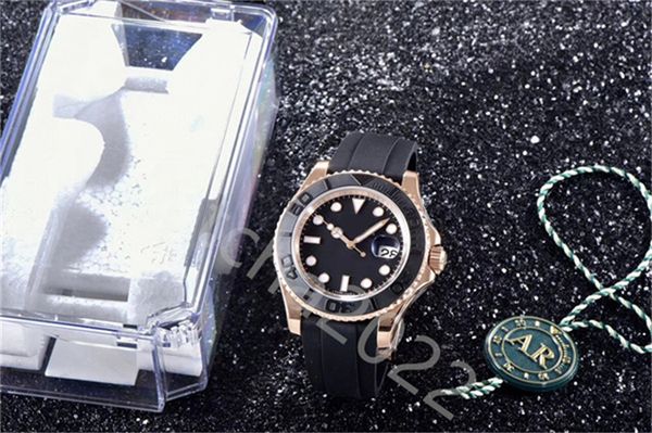 

ar factory super swiss cal.3135 mens 40mm 116655 rubber bracelet ceramic 18kt rose gold 126655 904l steel watch automatic men's watches, Slivery;brown