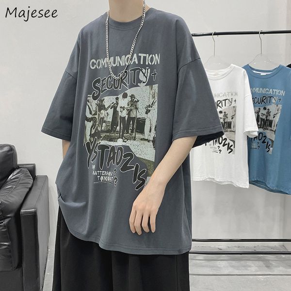 

hip hop graffiti print tshirts men big size m5xl summer fashion casual tees male students chic high street simple basic 220704, White;black