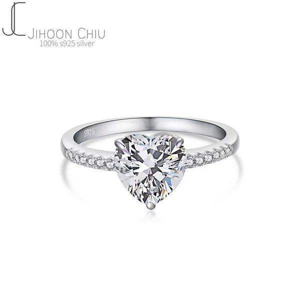 

100 925 sterling silver heart cut created gemstone wedding engagement women ring fine jewelry wholesale 220708gx, Slivery;golden