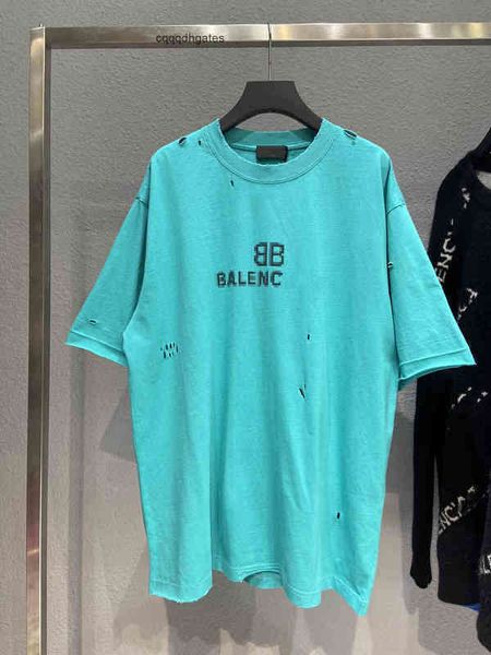 

fashion couples balencigas t shirts bbalencaigas trend quality shir trendy brand ialy men shirs prining mosaic fuzzy leers holes worn paris, White;black