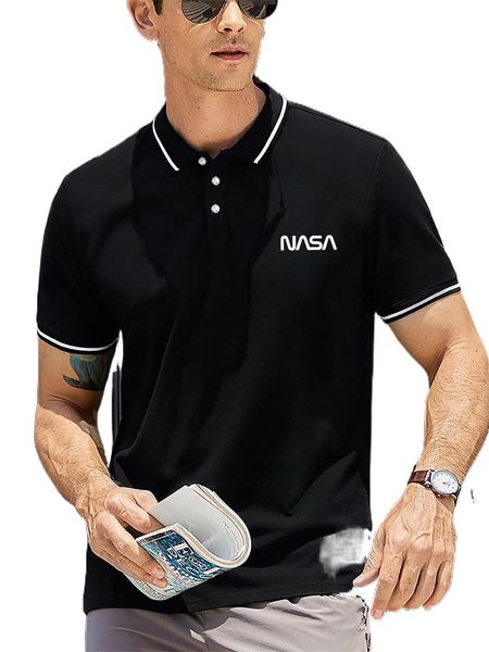 

men letter graphic striped trim polo shirt z5ry#, White;black