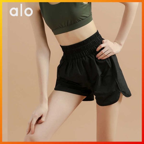 

new three-color women's alo summer leisure nylon super stretch yoga shorts high waist shorts gym jogging shorts 2038