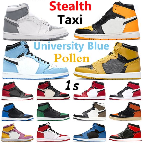

basketball shoes 1 men women 1s jumpman taxi yellow toe stealth grey fog bred patent university blue chicago black toe shattered backboard