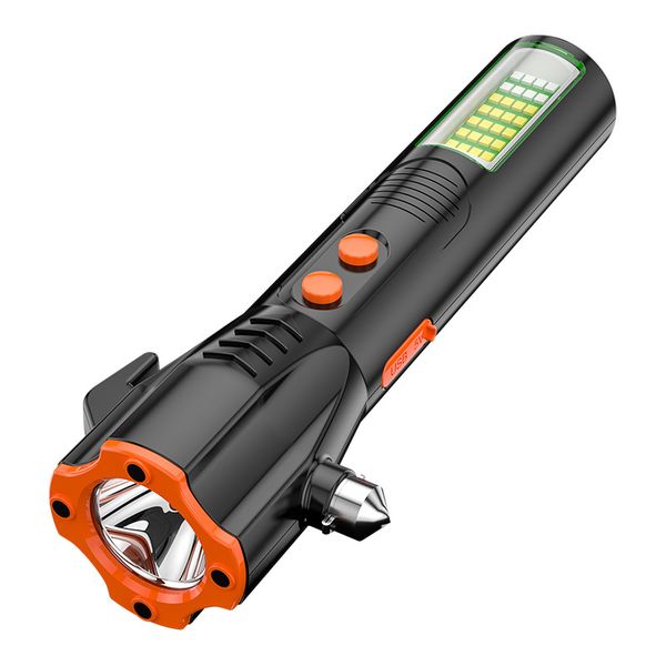 

usb rechargeable outdoor led flashlight torch emergency harmer cutter