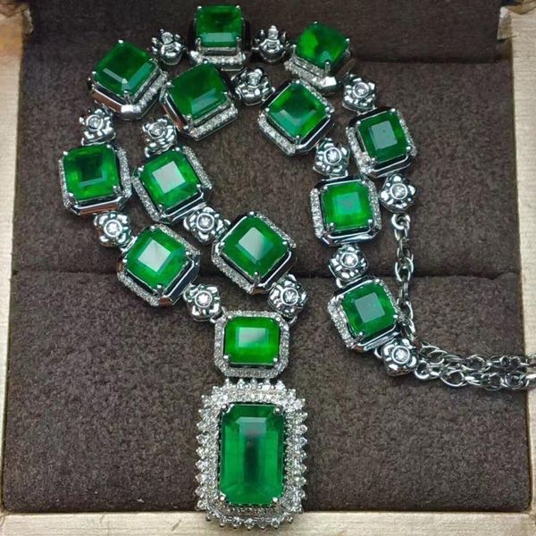 Collane con ciondolo JADE Wedding Natural Colombian Emerald Collana Charm Fashion 925 Sterling Silver JewelryPendant
