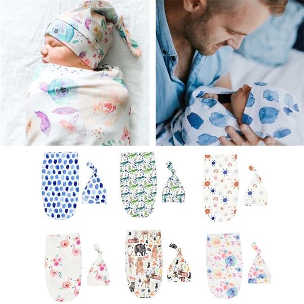 

blankets infant boys girls sleeping bag muslin wraphat set baby accessories born print blanket 220725