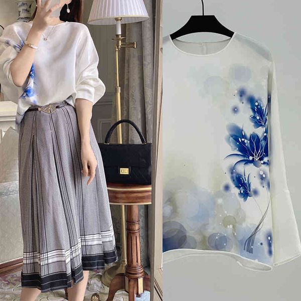 

women's polos p640680 gd ink printing 36 mm silk 100 women's yuan, White