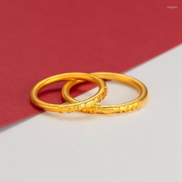 Alyans numarası tasarım kadın erkekler çift yüzük 18k sarı altın dolu katı basit nişan parmak bandı boyutu 6/7/8/9 rita22