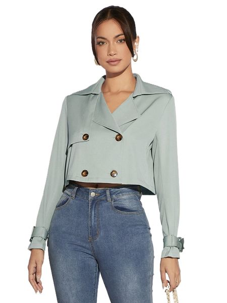 

double breasted epaulettes design trench coat y2gg#, Tan;black