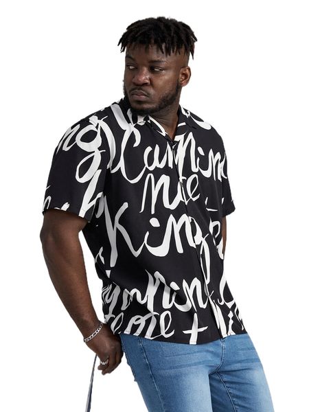 

extended sizes men letter graphic shirt p4q4#, White;black