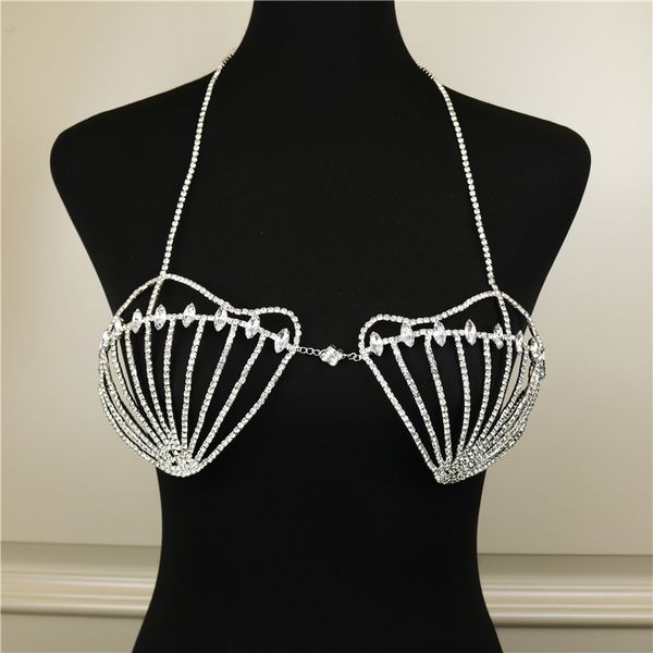 Ins fashion sterestone stereo shell bra chean cheape ladies sexy блестящие цирконы грудь сеть ночного клуба бикини -шлинг -нижний подарки