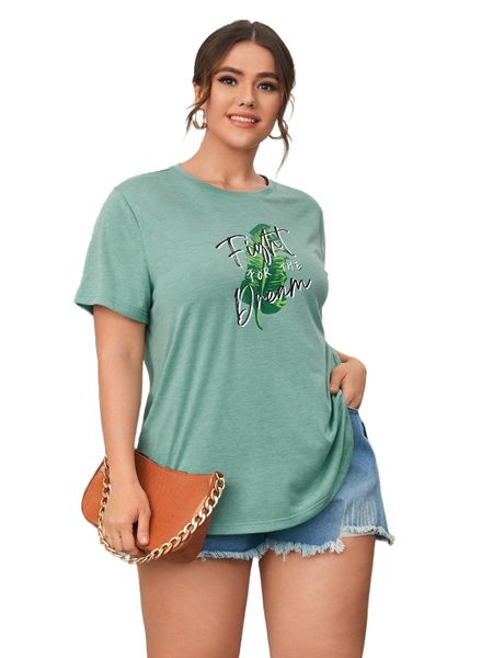 

plus slogan & plants print tee i5uy#, Black