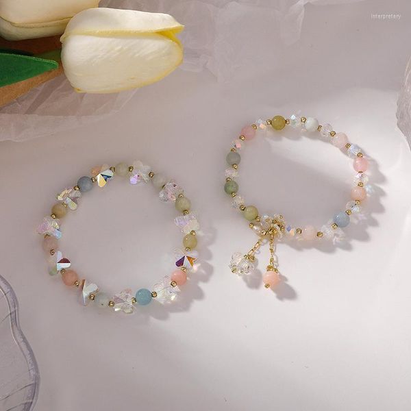 Perlenstränge Koreanisches süßes Mädchen Exquisites kleines frisches buntes Kristall-Schmetterlingsarmband Mode Damenschmuck Accessoires Inte22