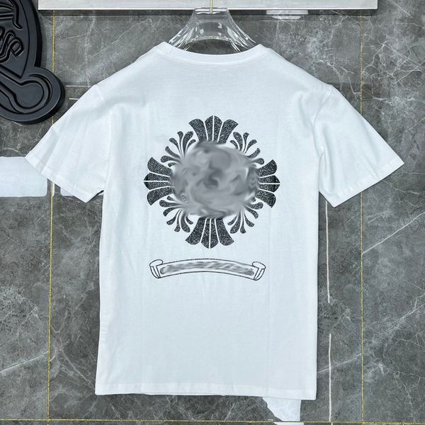 

classic fashion t shirts mens luxury letter ch t-shirt designers horseshoe sanskrit cross pattern tshirt summer tees women clothing short s, White;black